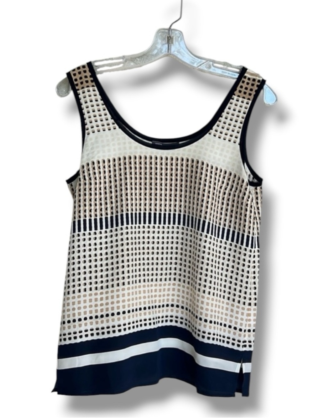 Vince Printed Silk Tank Top Dot Stripe Coastal Combo Size XS - Picture 4 of 14